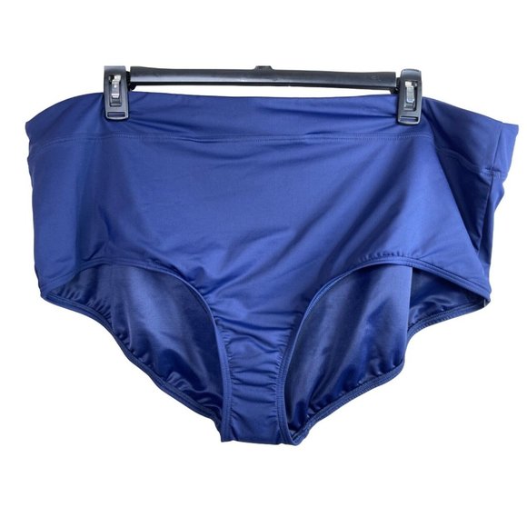 Lands End Swim Bikini Bottom Plus Size 26W High Waisted Tummy Slimming Blue NWT - Picture 2 of 10
